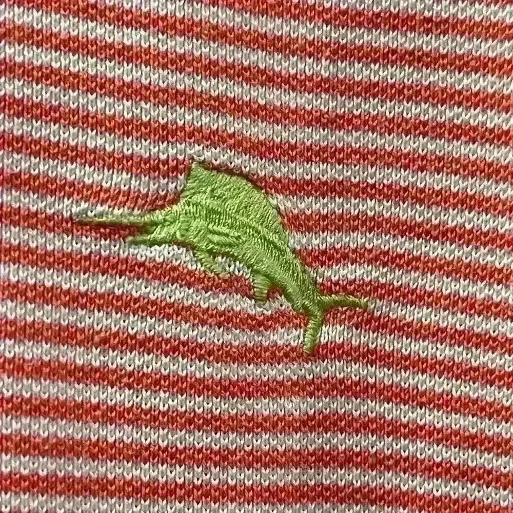 Tommy Bahama Men’s Polo Colors Orange and White Stripes Size XL - Picture 3 of 10